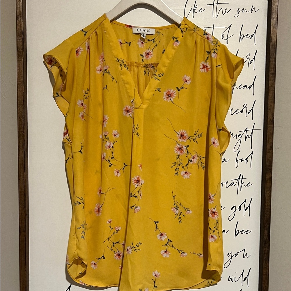 Chaus Women's Yellow Floral Blouse